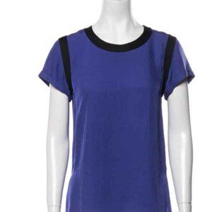 Rag & Bone Womens Short Sleeve Round Neck Blouse Blue